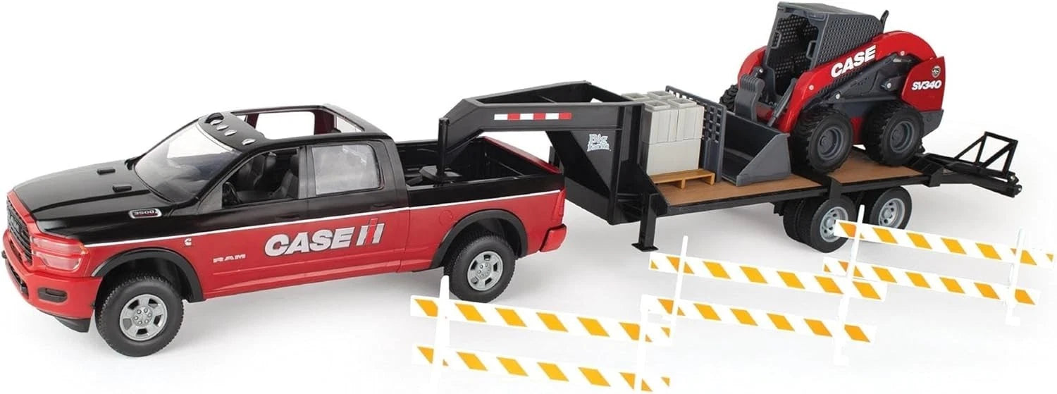 Set of 2 ERTL Big Farm Case IH Ram Pickup Truck & SV340 Skid Loader 4763