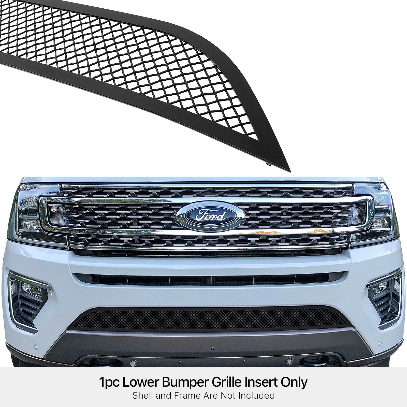 Lower Bumper Grille Insert for Ford Expedition (2018-2024) - Stainless Black Mesh