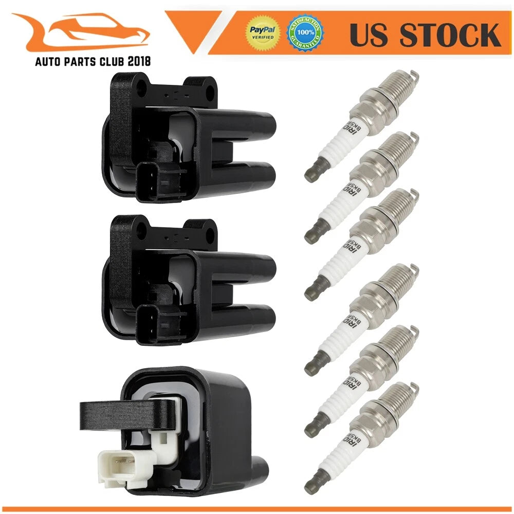 Set of 3 Ignition Coils & 6 Spark Plugs for Mitsubishi Montero Sport (1999–2004)