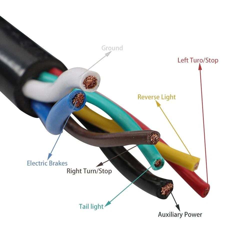 7 Way 7 Pin Trailer Extension Cord for Trailer (6FT)