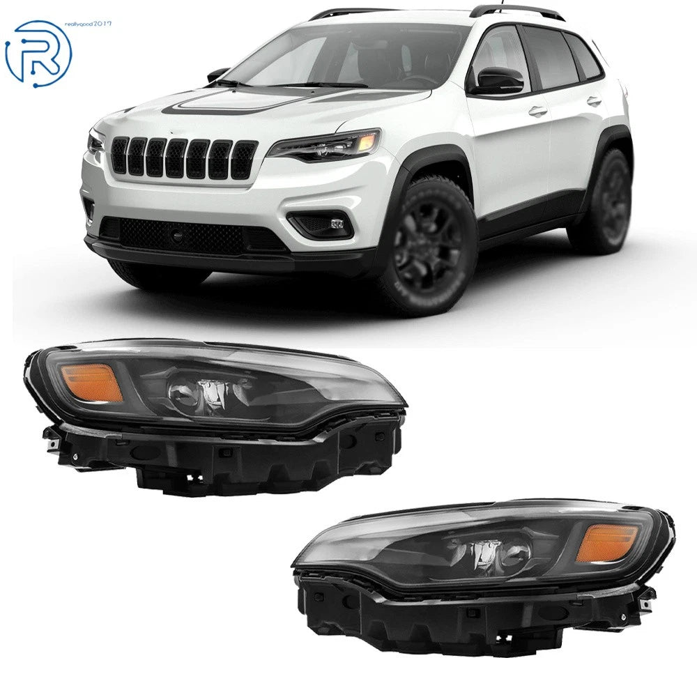 2X LED Headlights for Jeep Cherokee (2019–2022) Black W/Ballast