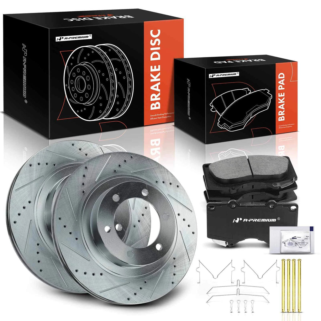 Front Drilled Brake Rotor & Ceramic Pad for Toyota 4Runner (2003–2009)