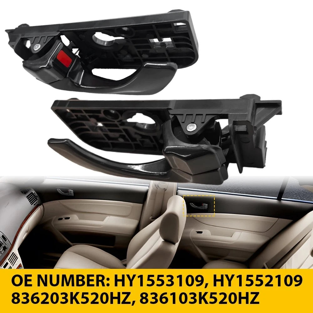 Interior Door Handle for Hyundai Sonata (2008–2010) Rear Driver + Passenger Black