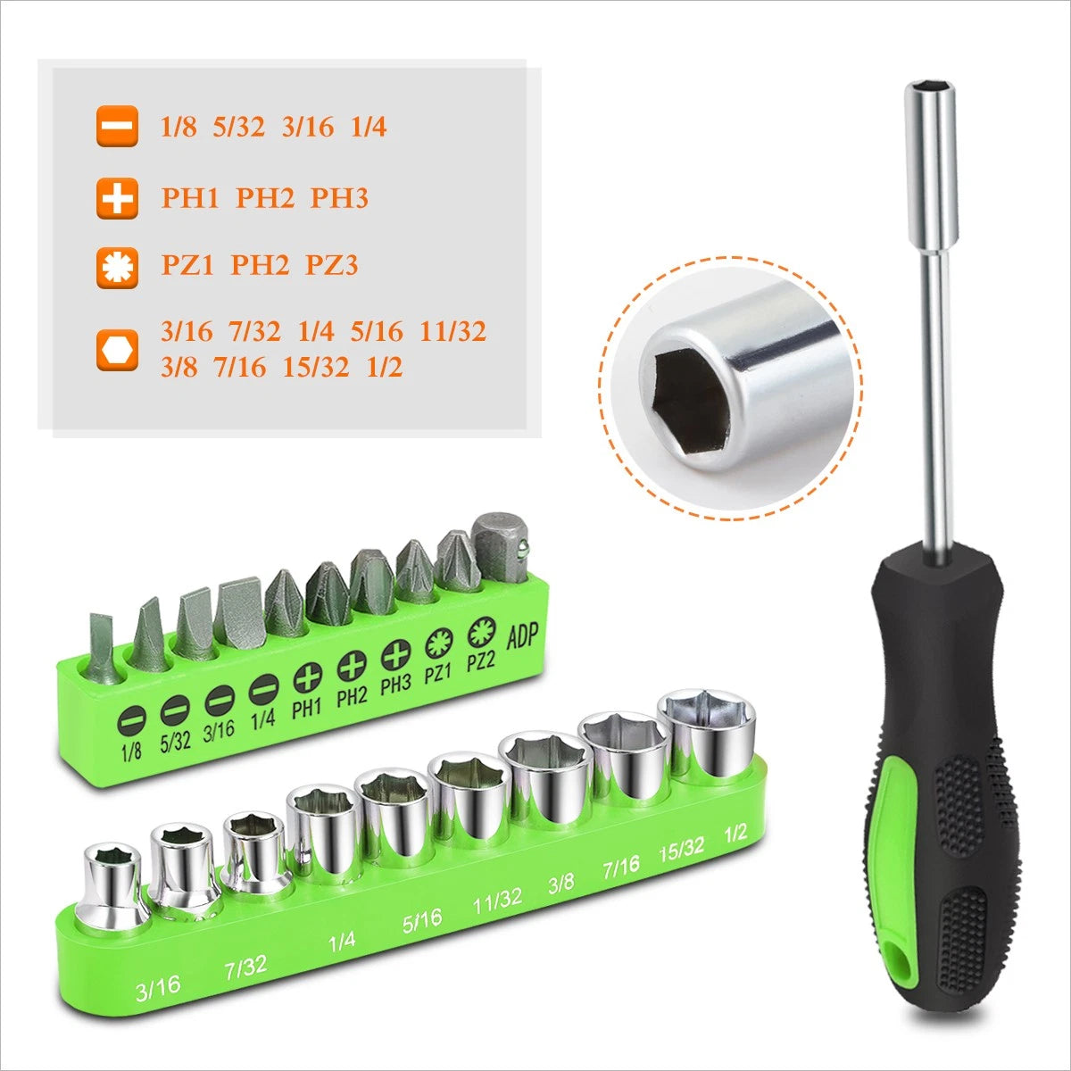 46-Piece Household Toolbox Set with Screwdriver, Hammer, Pliers, HEX Keys