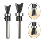 Set of 4 Shank Carbide Dovetail Router Bits with Bottom Bearing