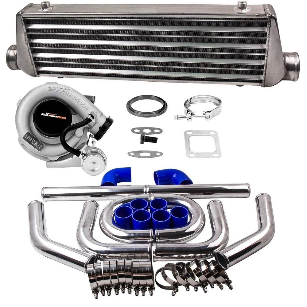 T3 4-Bolt T04E Turbocharger Kit for Intercooler + 2.5" Turbo Pipe