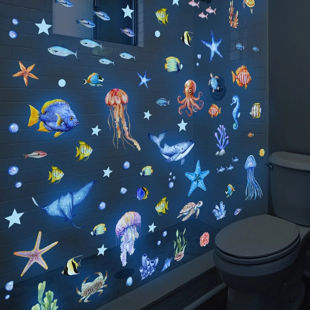 Glow In The Dark Sea Creatures Decor for Bedroom (PVC Material)