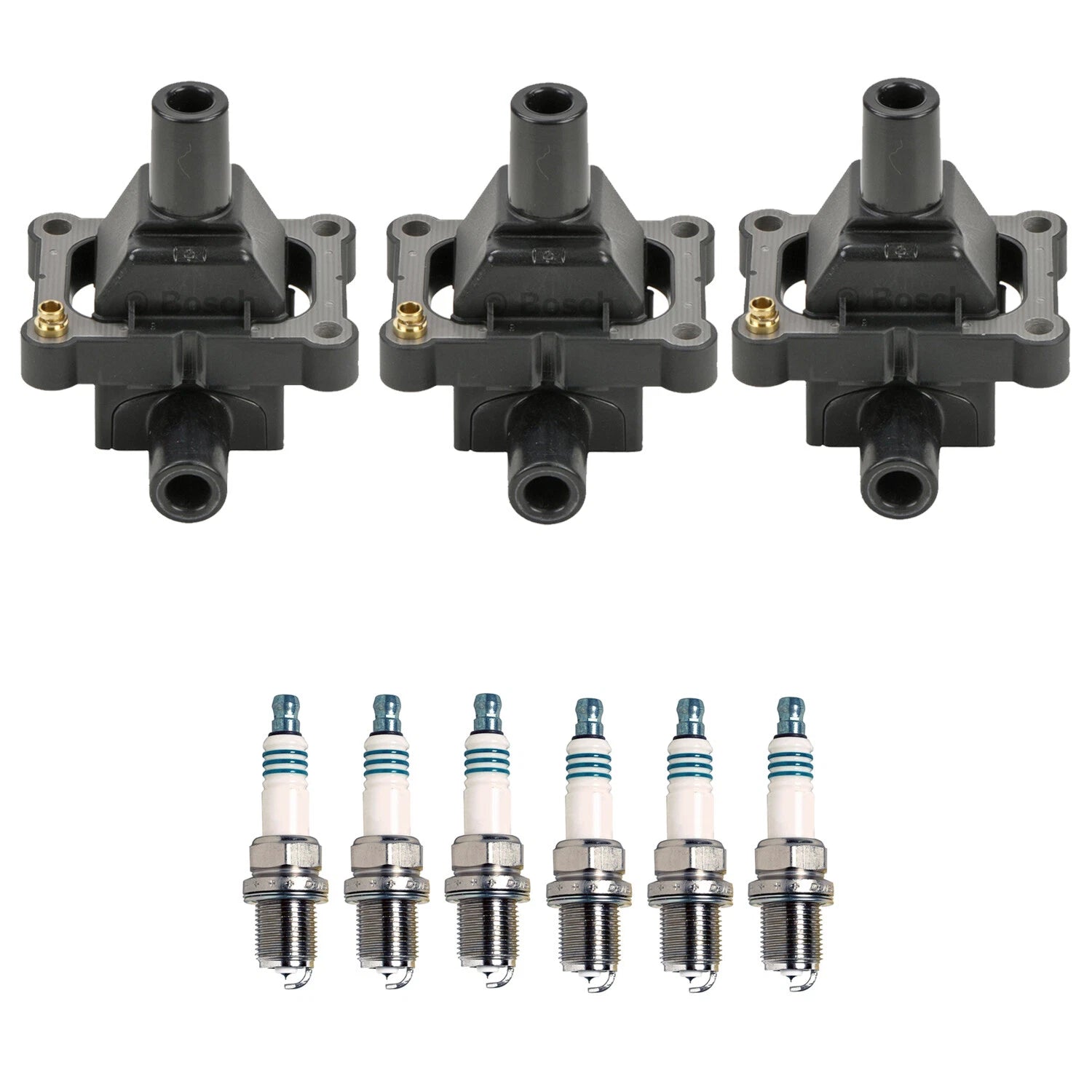 Set of 3 Ignition Coils & 6 Iridium Spark Plugs for Mercedes W210 W140 (1996–2002)