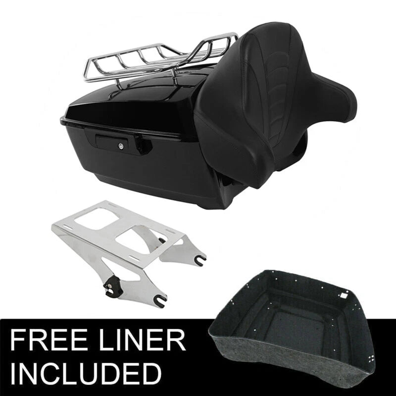 Black King Trunk Backrest Rack for Harley Touring CVO Road Glide (2014–2026)