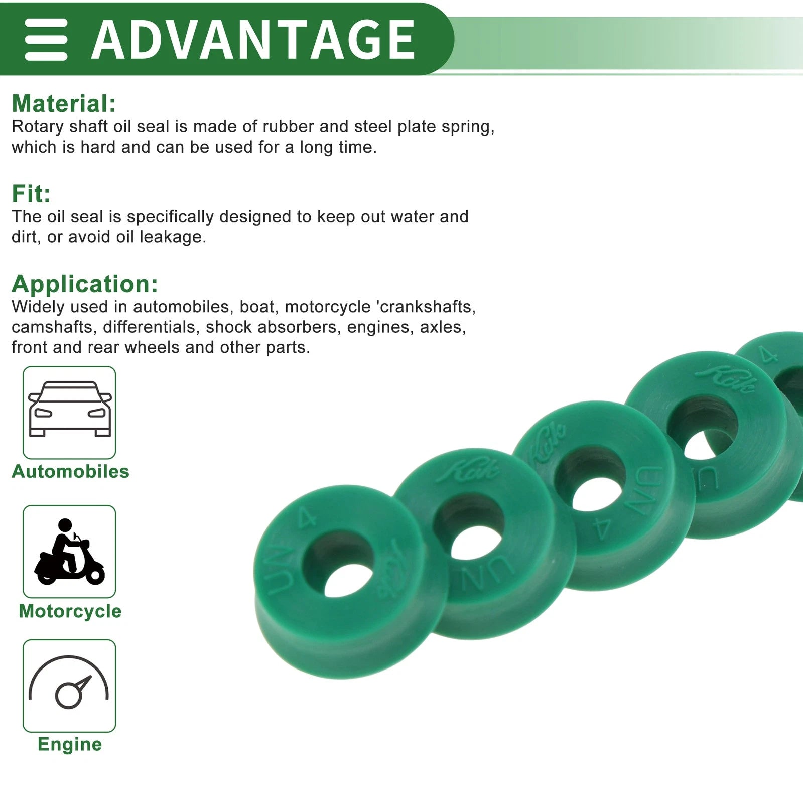 Set of 5 Oil Seal Ring Rotary Shaft Seal 4x10x4mm High Pressure