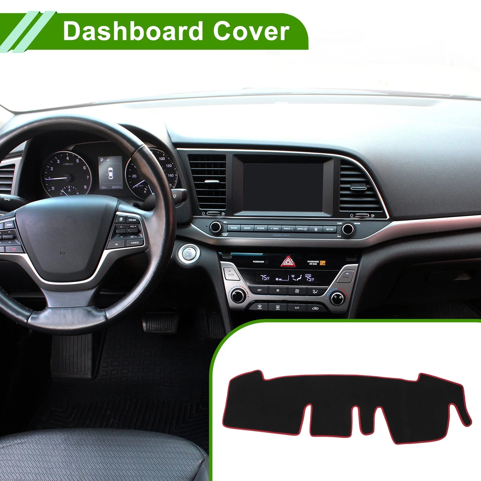 Dashboard Cover for Honda N-ONE (2020–2024) Black Red Anti-Slip