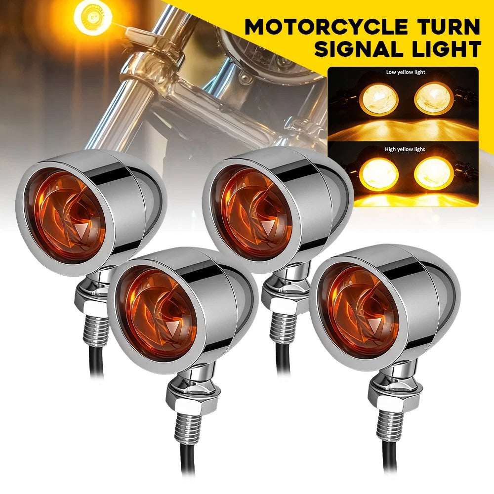 Set of 4 LED Turn Signal Blinker Lights for Harley Honda Suzuki