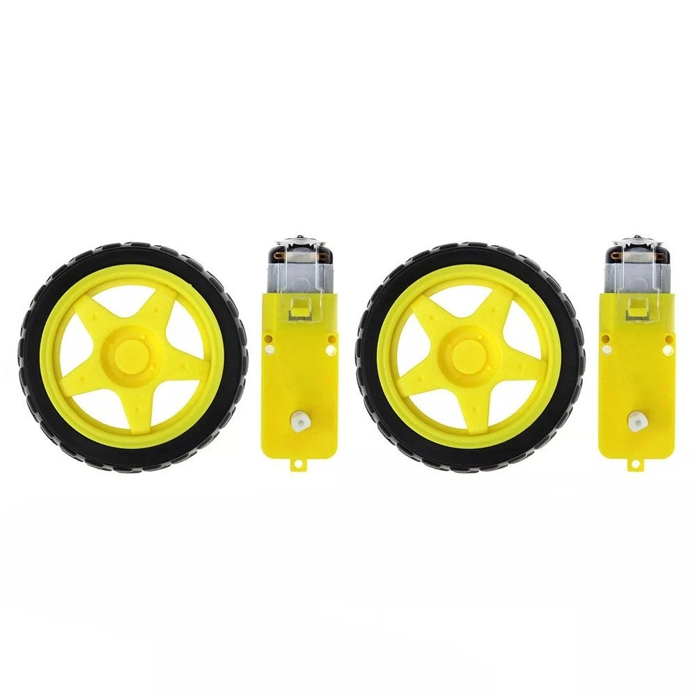 Set of 4 Plastic Tires with DC 6V Gear Motor for Arduino Smart Robot Car