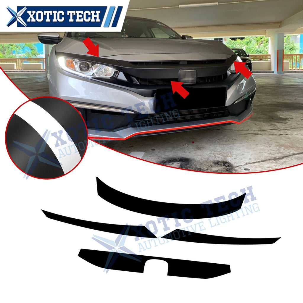Matt Black Front Bumper Grille Strip Cover for Honda Civic (2016–2021)