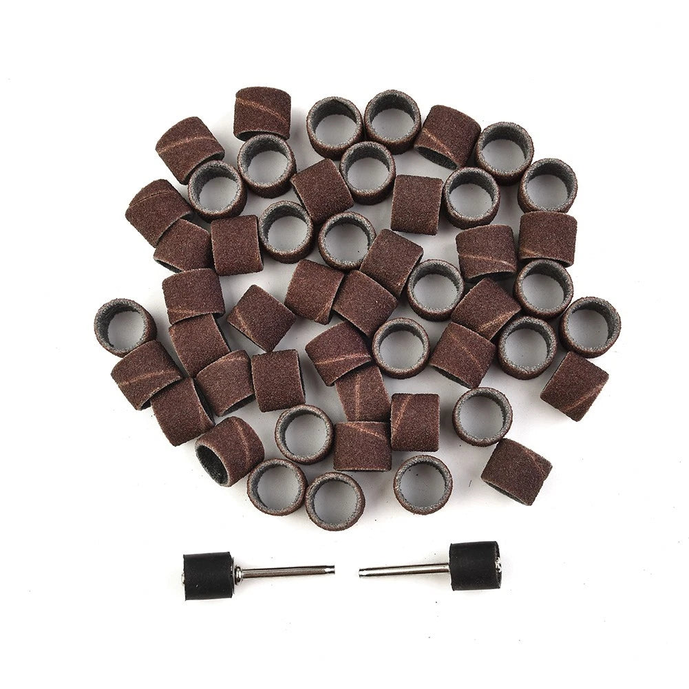 100Pcs 80 Grit Sanding Drum Bands with 2X Mandrels for Rotary Tool