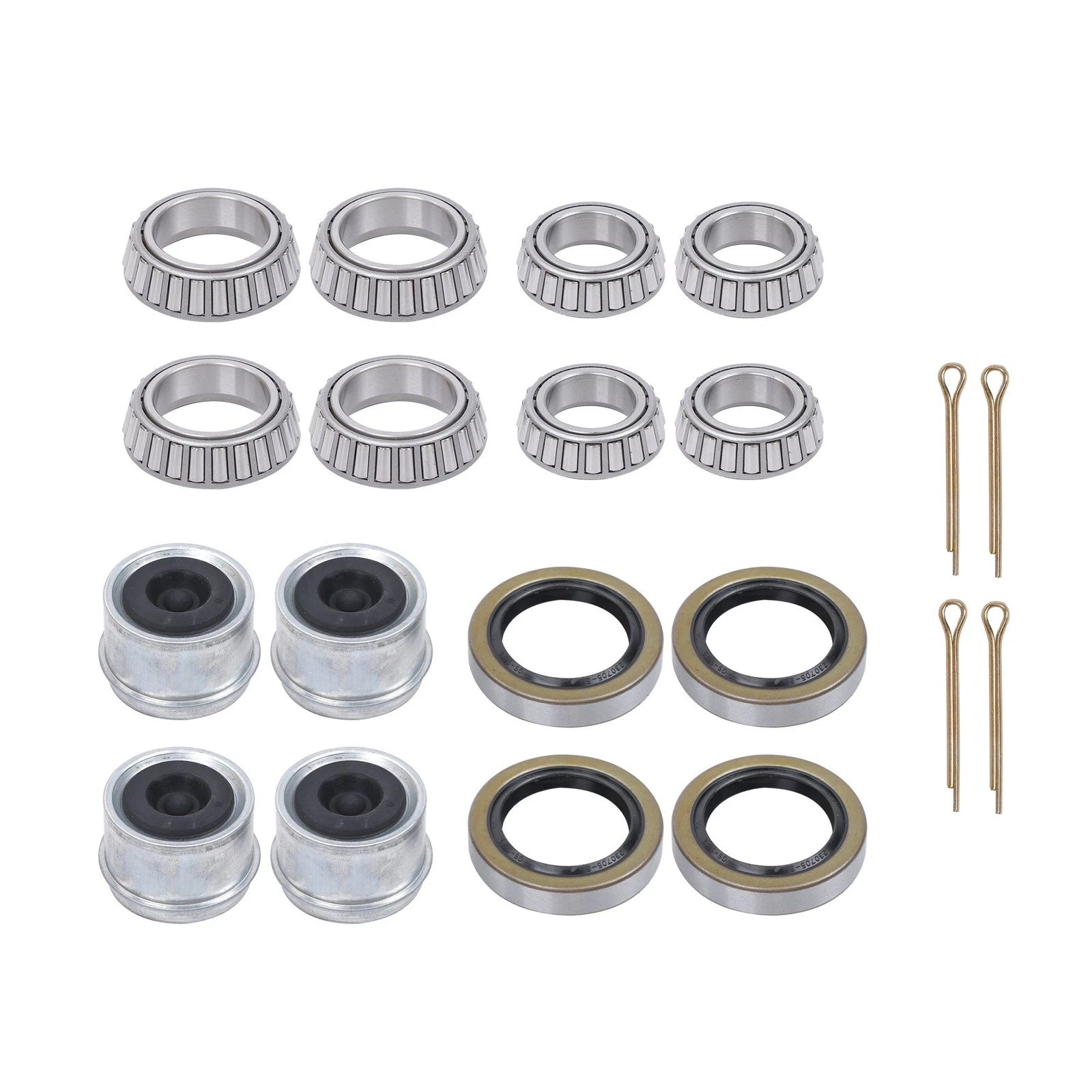 Set of 4 Galvanized Trailer Hub Kits for 3500 lbs Spindle (Fits 5 on 4.5")