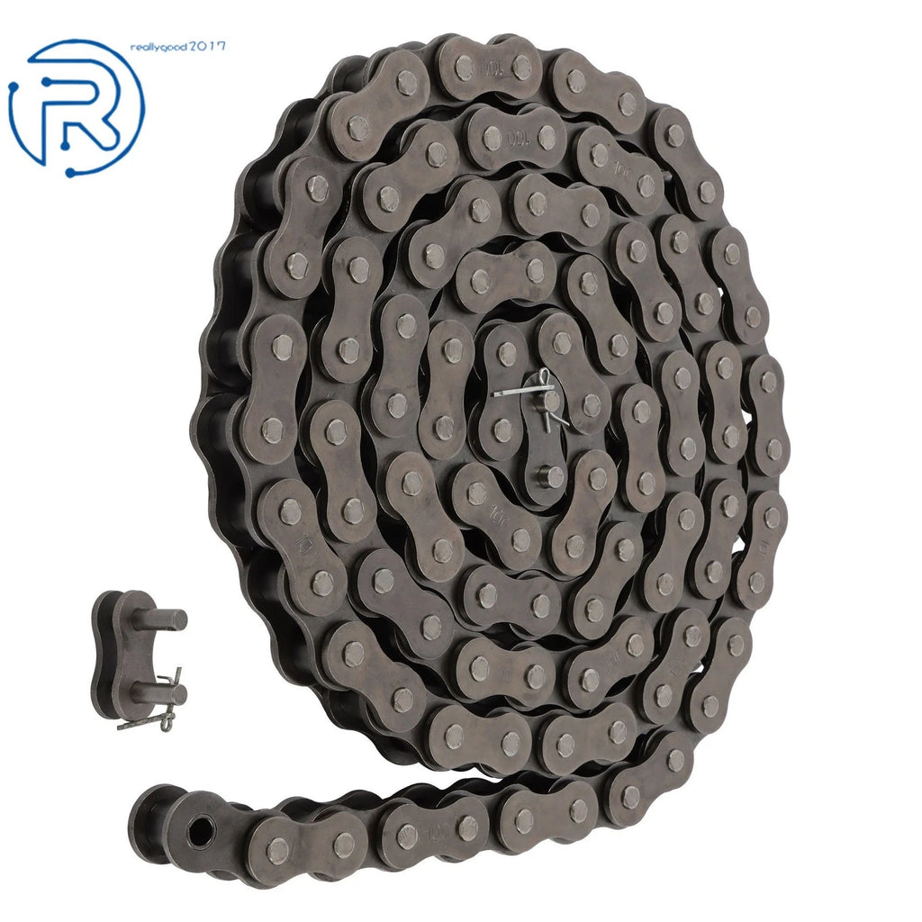 10-Foot Chain with 2 Connecting Links for Various Applications #100 1.25 Inch Pitch