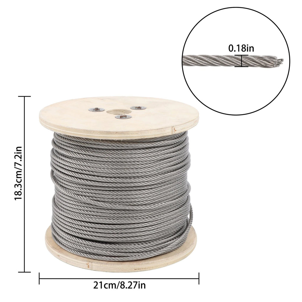 Stainless Steel Cable 3/16 Inch x 500 FT for Various Applications (304)