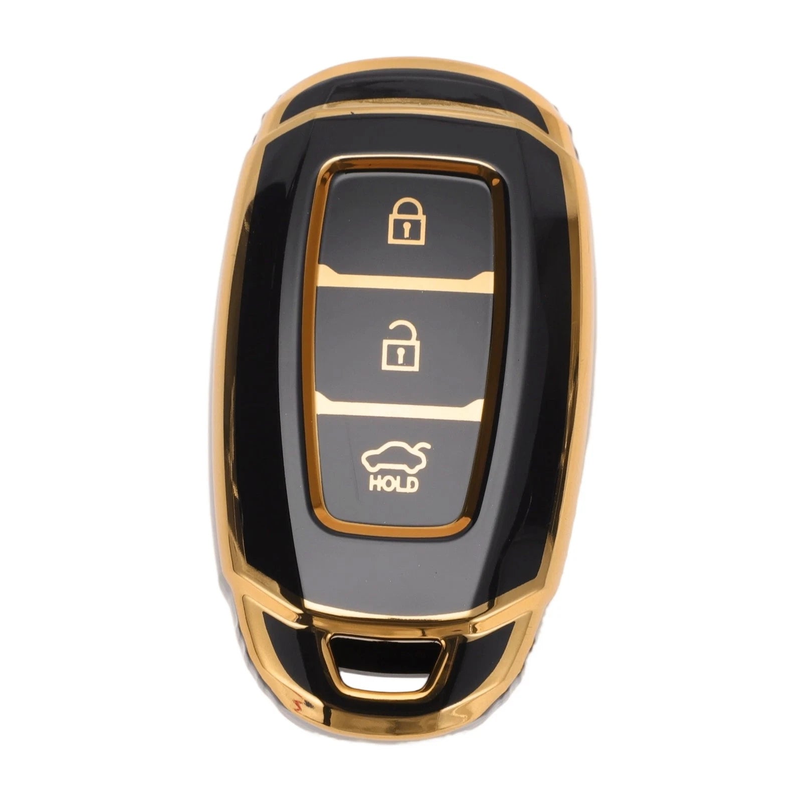 Black Gold Edge Car Key Case for Hyundai i10 (2010–2023) - 3 Buttons