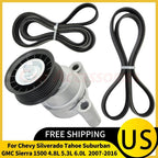 Serpentine Drive Belt Tensioner Pulley Kit for Chevrolet Silverado Express GMC (2003–2014)