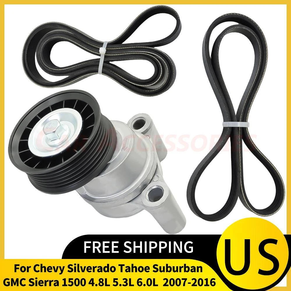 Serpentine Drive Belt Tensioner Pulley Kit for Chevrolet Silverado Express GMC (2003–2014)