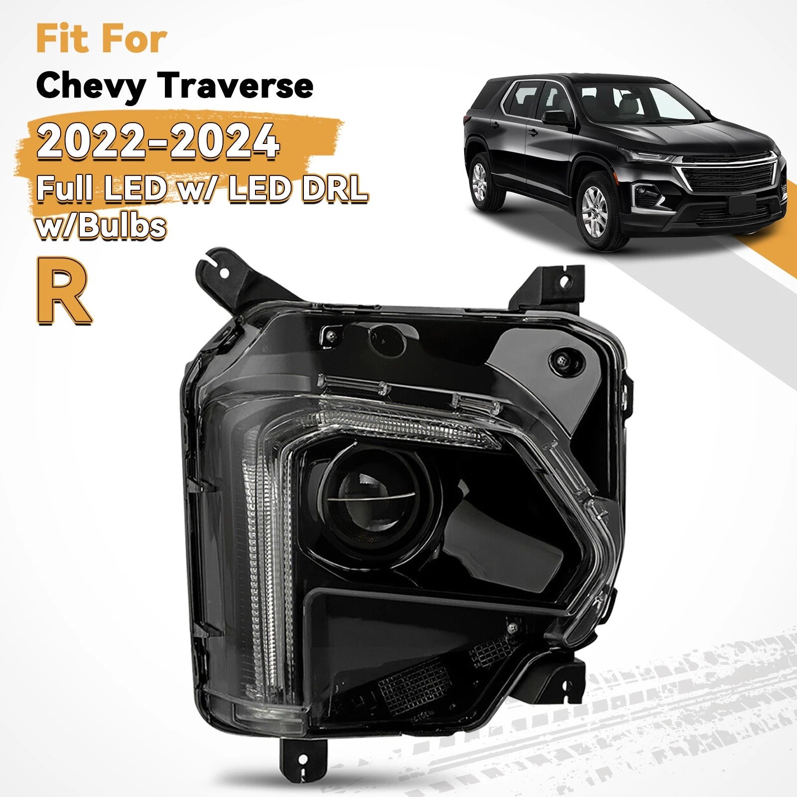 Full LED Headlight for Chevy Traverse (2022–2024) - Projector, LED DRL