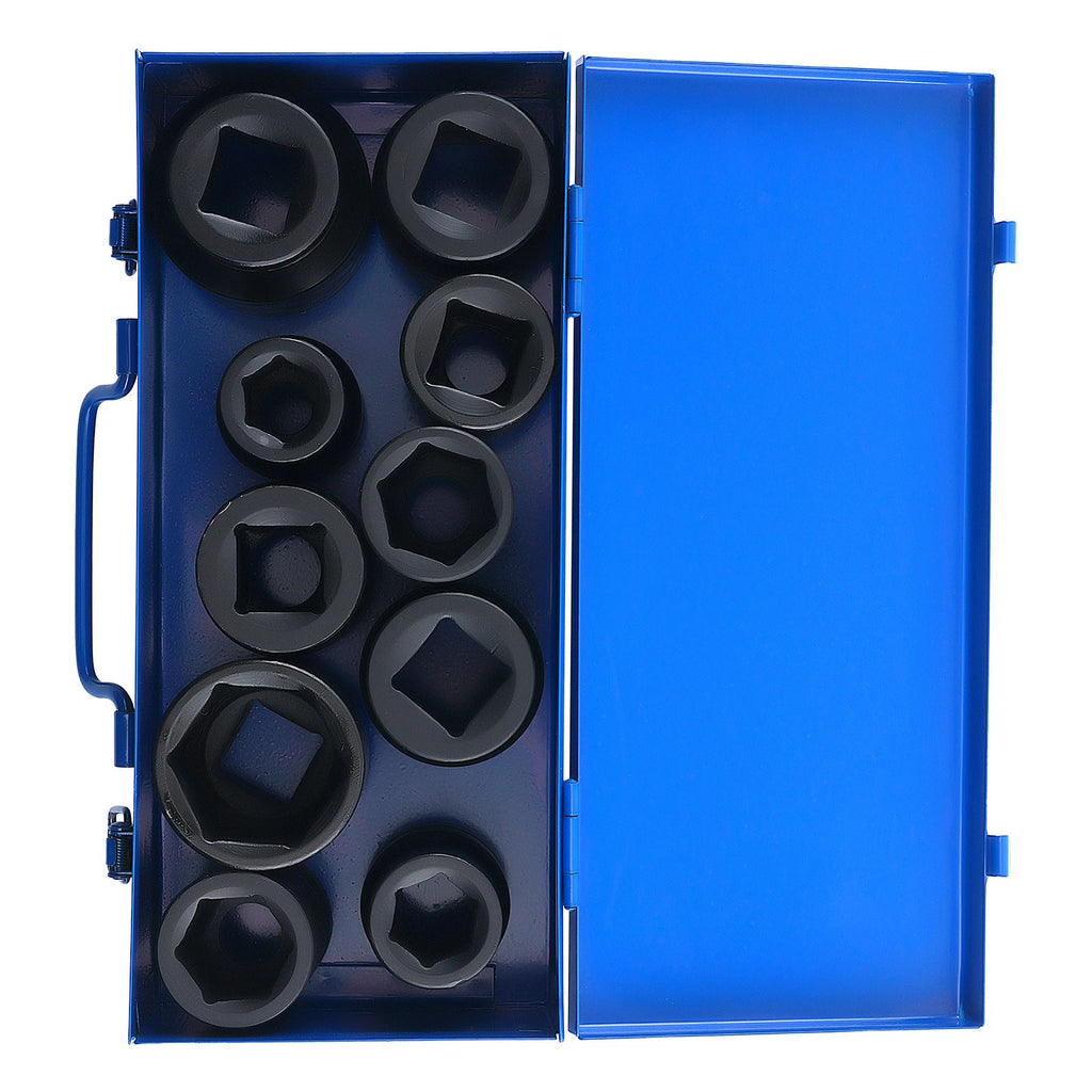 10pc Impact Socket Set 1in Drive 22-50mm 6-Point for Heavy Duty Trucks