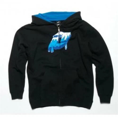 Youth Zip Up Hoodie Jacket for MX ATV Off Road Motocross (Black/Blue)