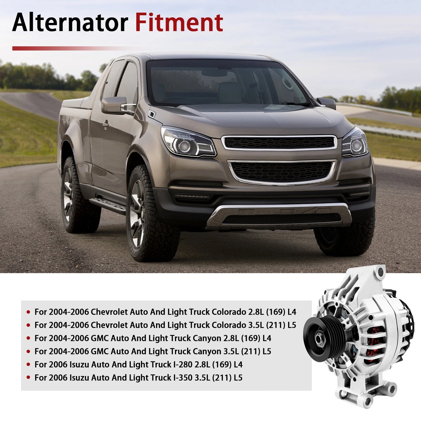 Alternator for Chevy Colorado GMC Canyon Isuzu 2.8L 3.5L (2004–2006)