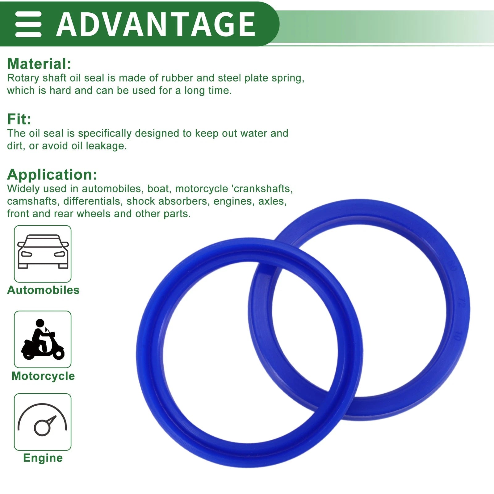 Set of 5 Oil Seal Rotary Shaft Seal 60x72x10mm High Pressure TPU