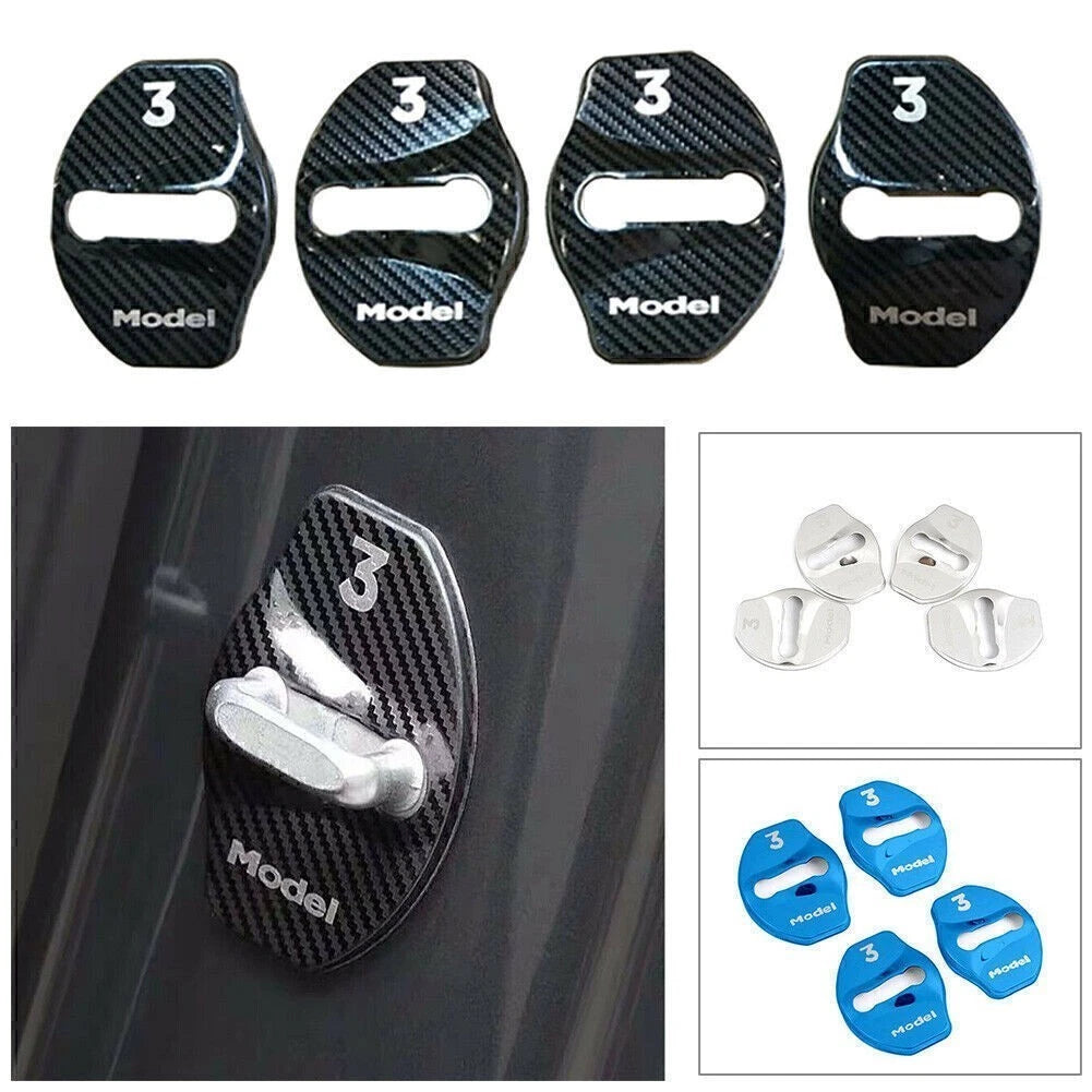 Set of 4 Door Lock Covers for Tesla Model 3 (2018–2022)
