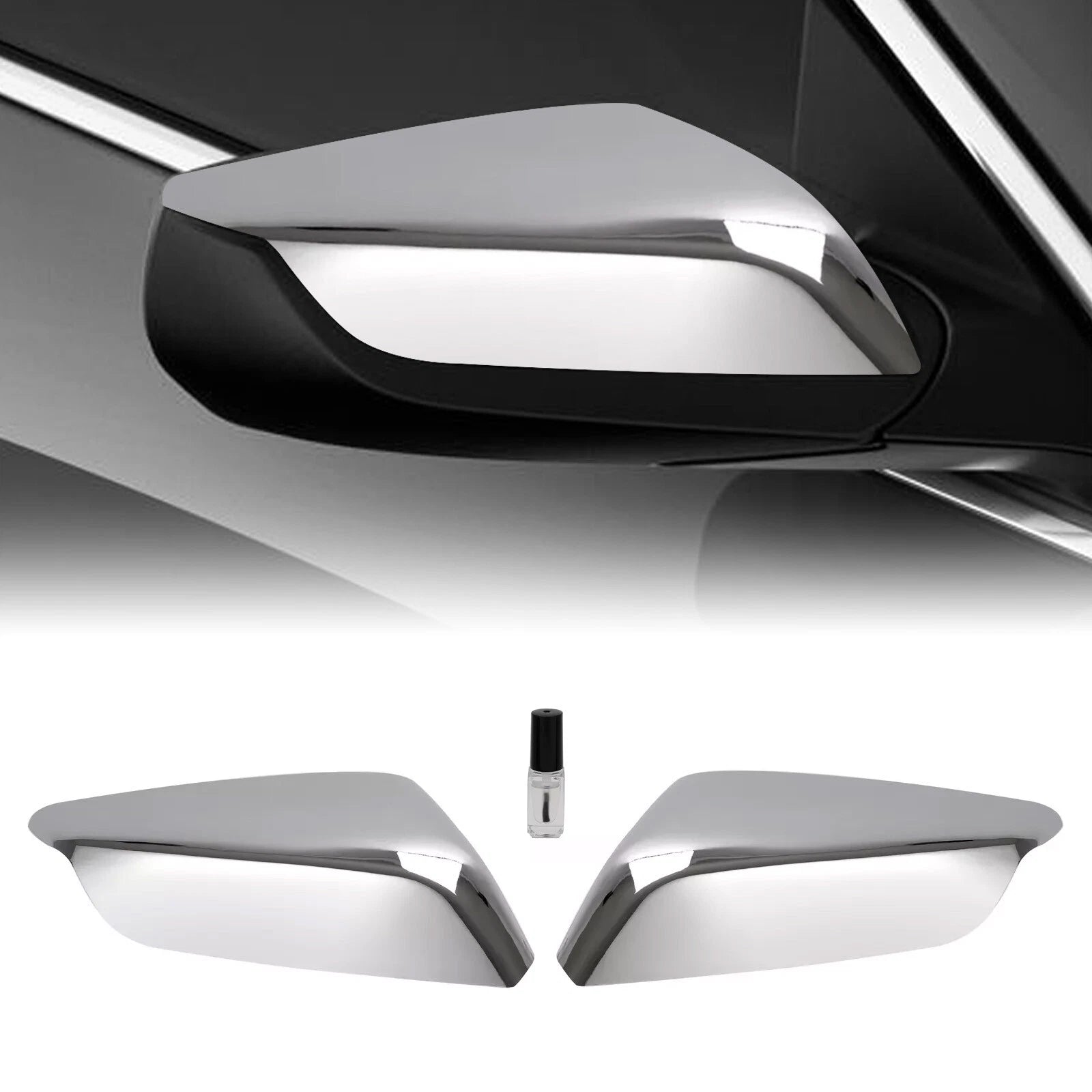 Set of 2 Chrome Mirror Covers for Chevrolet Malibu (2016–2024) w/ Tape & Glue