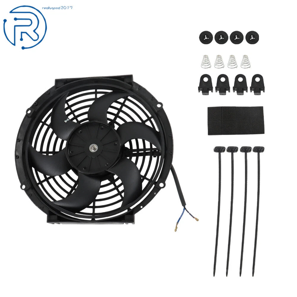 10-Inch Electric Cooling Fan for Universal 12V (Thermo Fan + Mounting Kits)