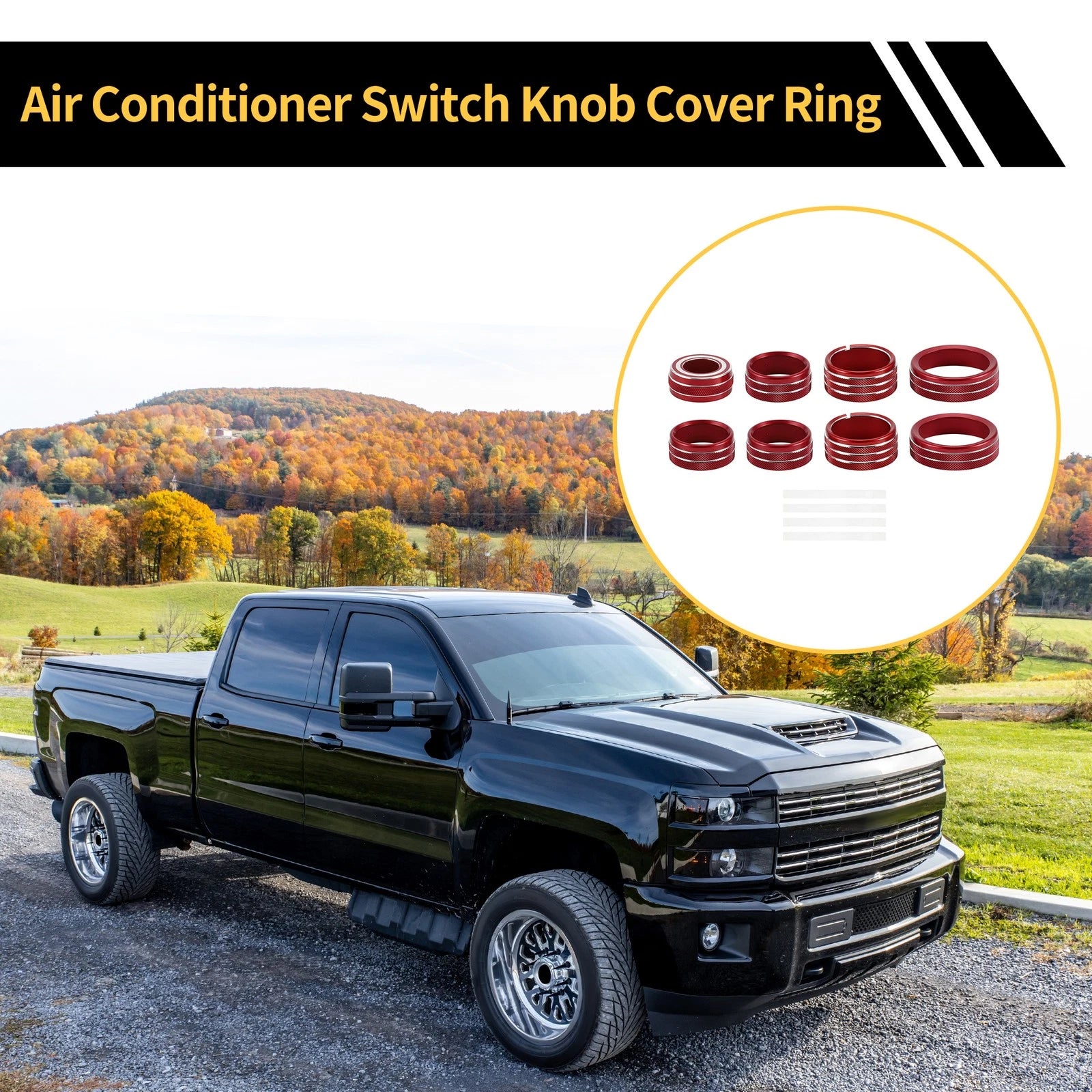 Light Switch Knob Cover Ring for GMC Sierra 2014–2018 (Red)
