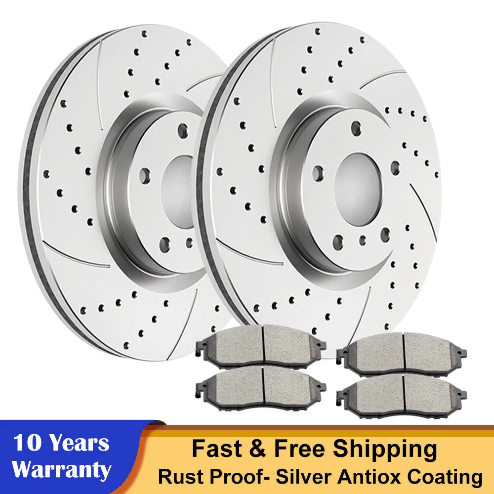 Front Drilled Brake Rotors with Ceramic Pads for Infiniti G37 (2008–2013)