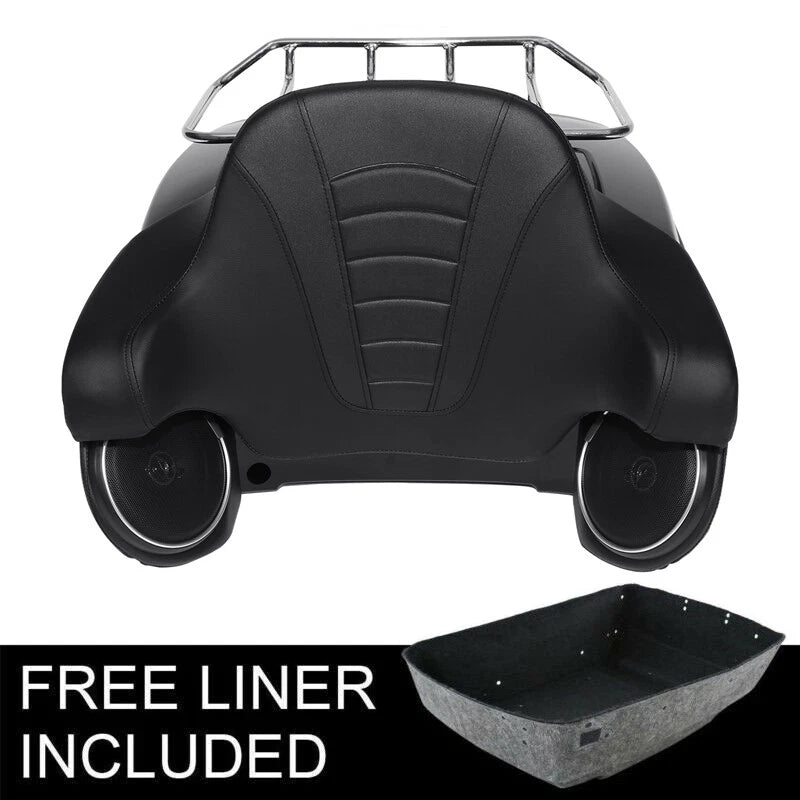 Matte Black Trunk Top Rack Backrest Speakers for Harley Road King (2014–2026)