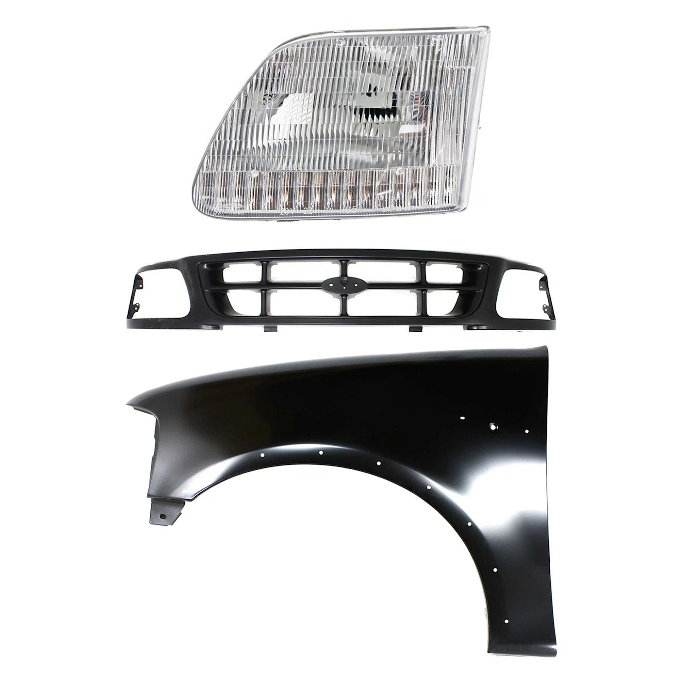 Fender Kit for Ford F-150, F-250 (1997–1998) Primed Driver Side with Grille Assembly