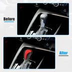 Leather Gear Shift Knob Cover for Honda Civic (Carbon Fiber, Red)