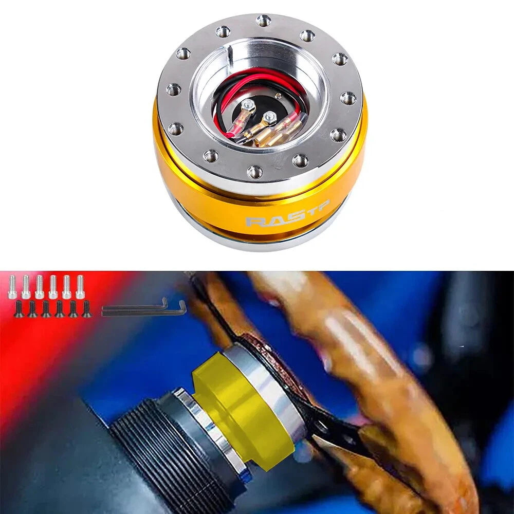 Steering Wheel Quick Release Hub Adapter Snap Off Boss Kit - Gold