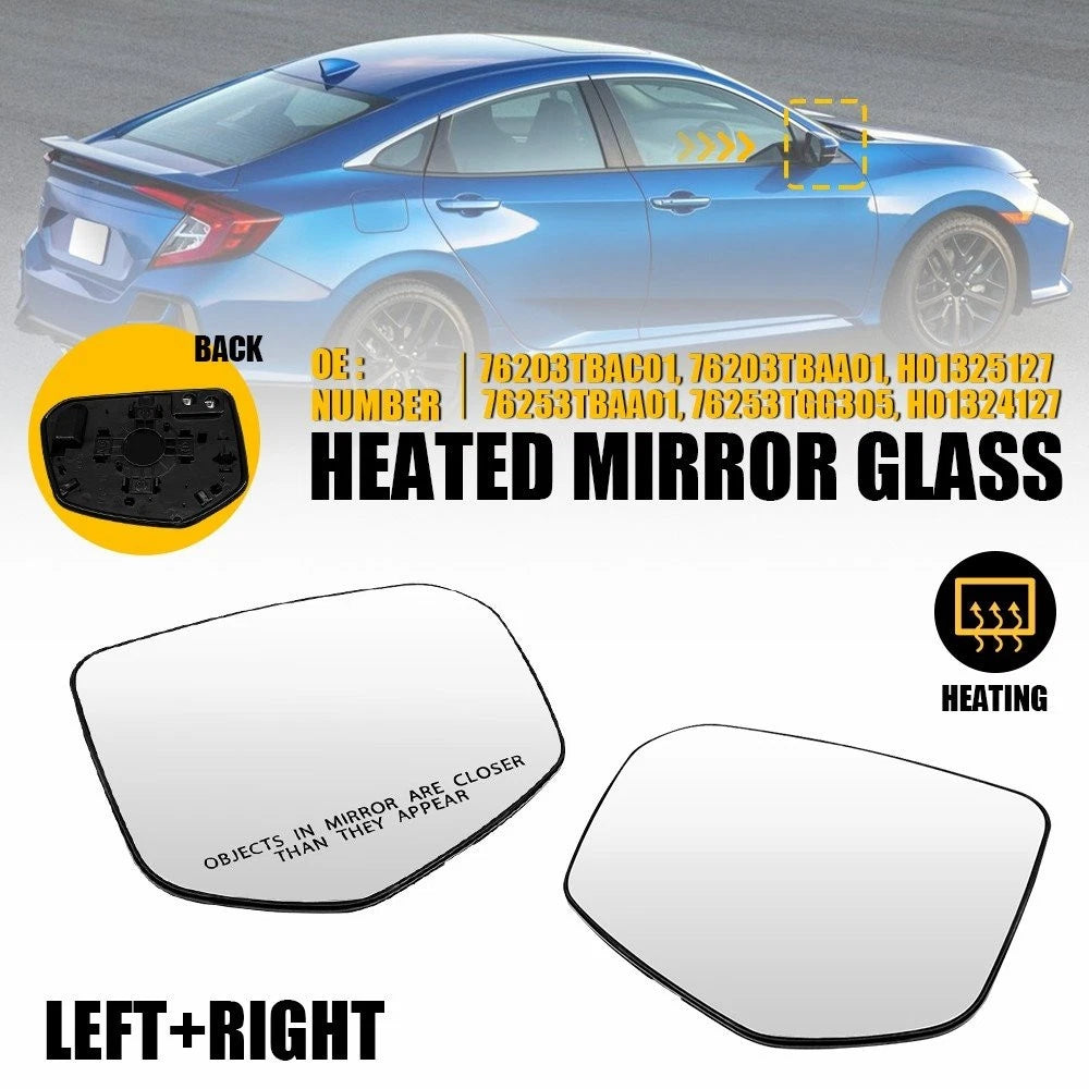 Pair Mirror Glass for Honda Civic (2016–2021)