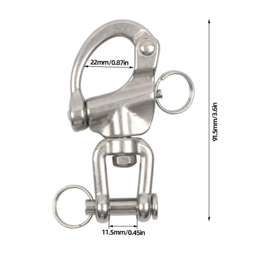 316 Stainless Steel Quick Release Snap Shackle for Marine Use (WLL 800 lbs)