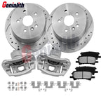 Rear Rotor Pads + Brake Calipers Kit for Toyota Highlander Lexus RX350 RX400h