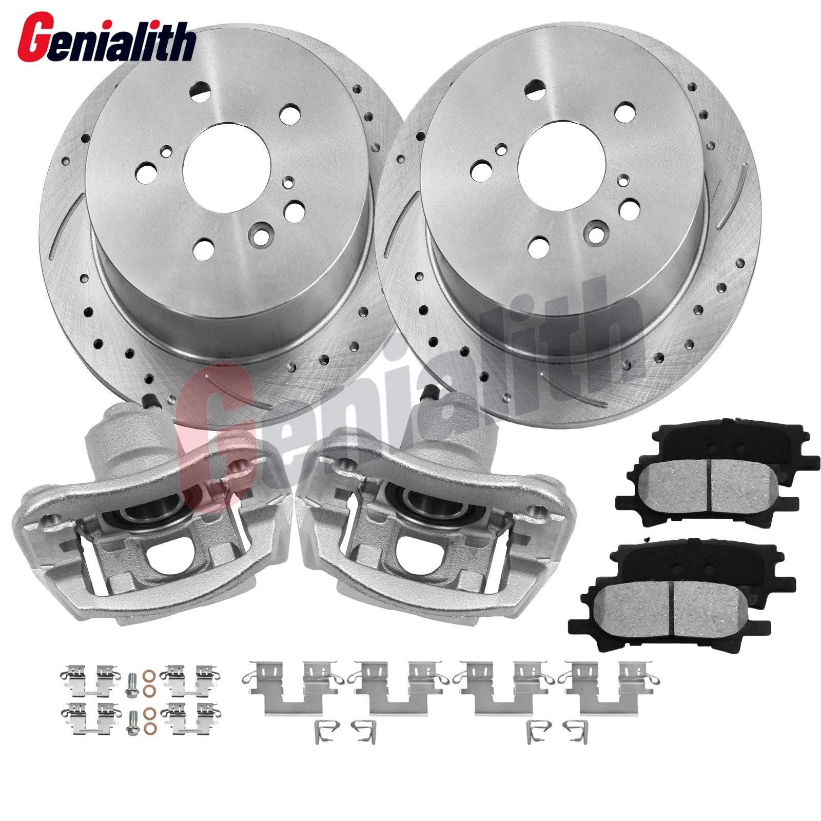 Rear Rotor Pads + Brake Calipers Kit for Toyota Highlander Lexus RX350 RX400h