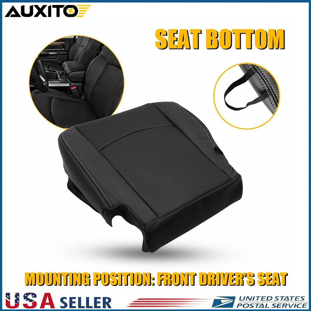 Leather Seat Cover for Dodge Ram 1500 Laramie (2013–2018) - Black