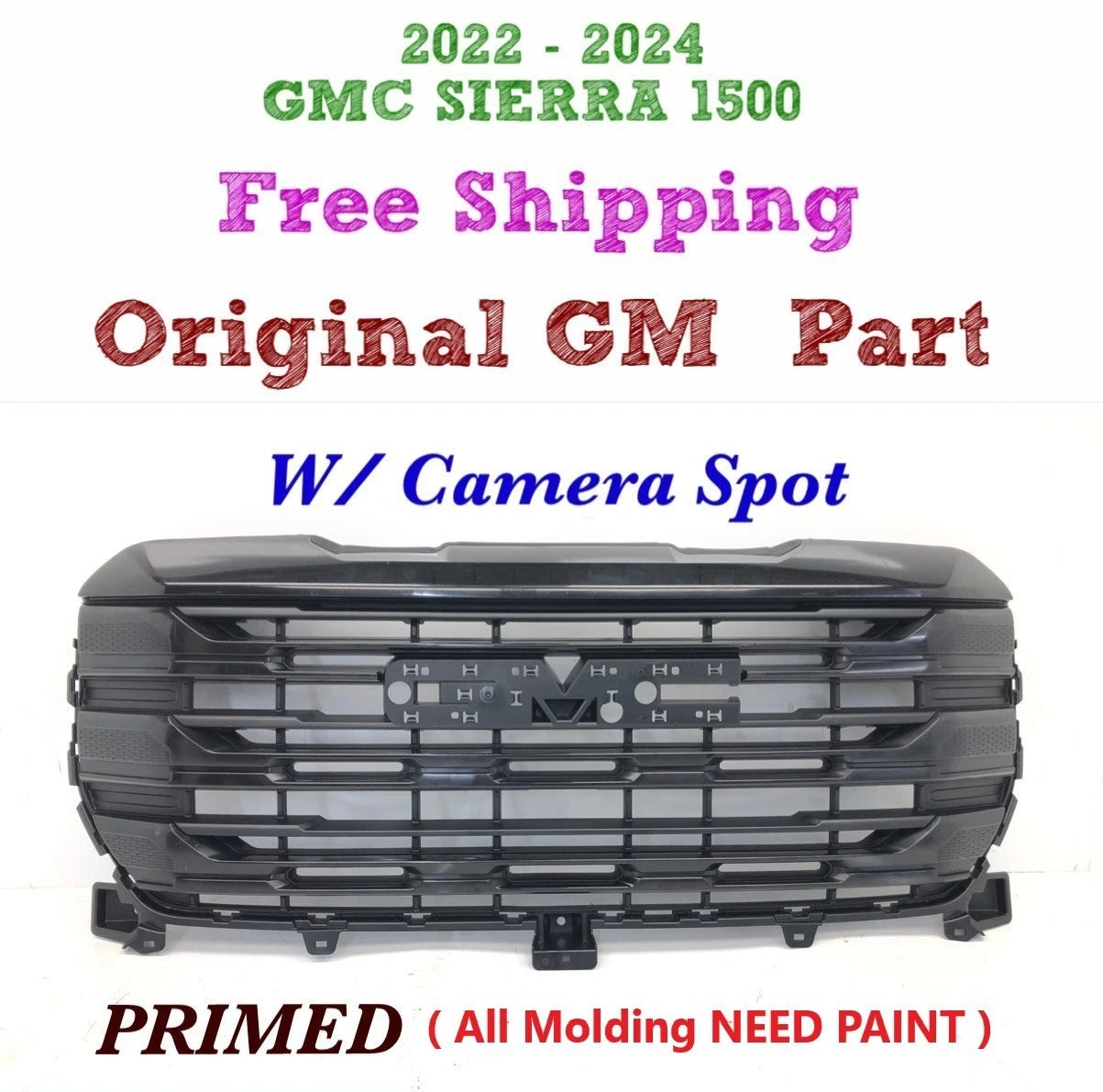 Front Upper Bumper Grille for GMC Sierra 1500 (2022–2024) OEM 84878062