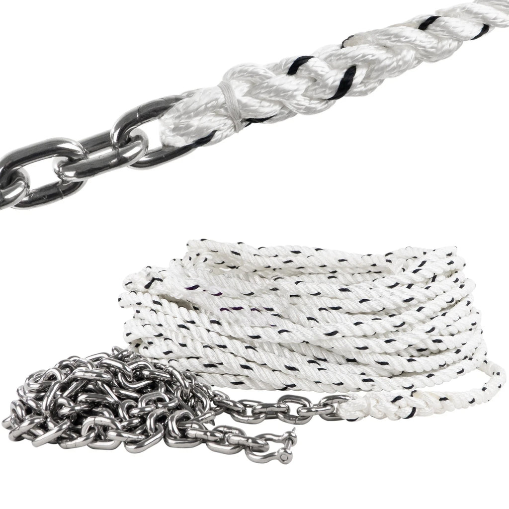 Windlass Anchor Rode 1/2"x300' Rope & 1/4"x15' G4 Chain for Marine Use