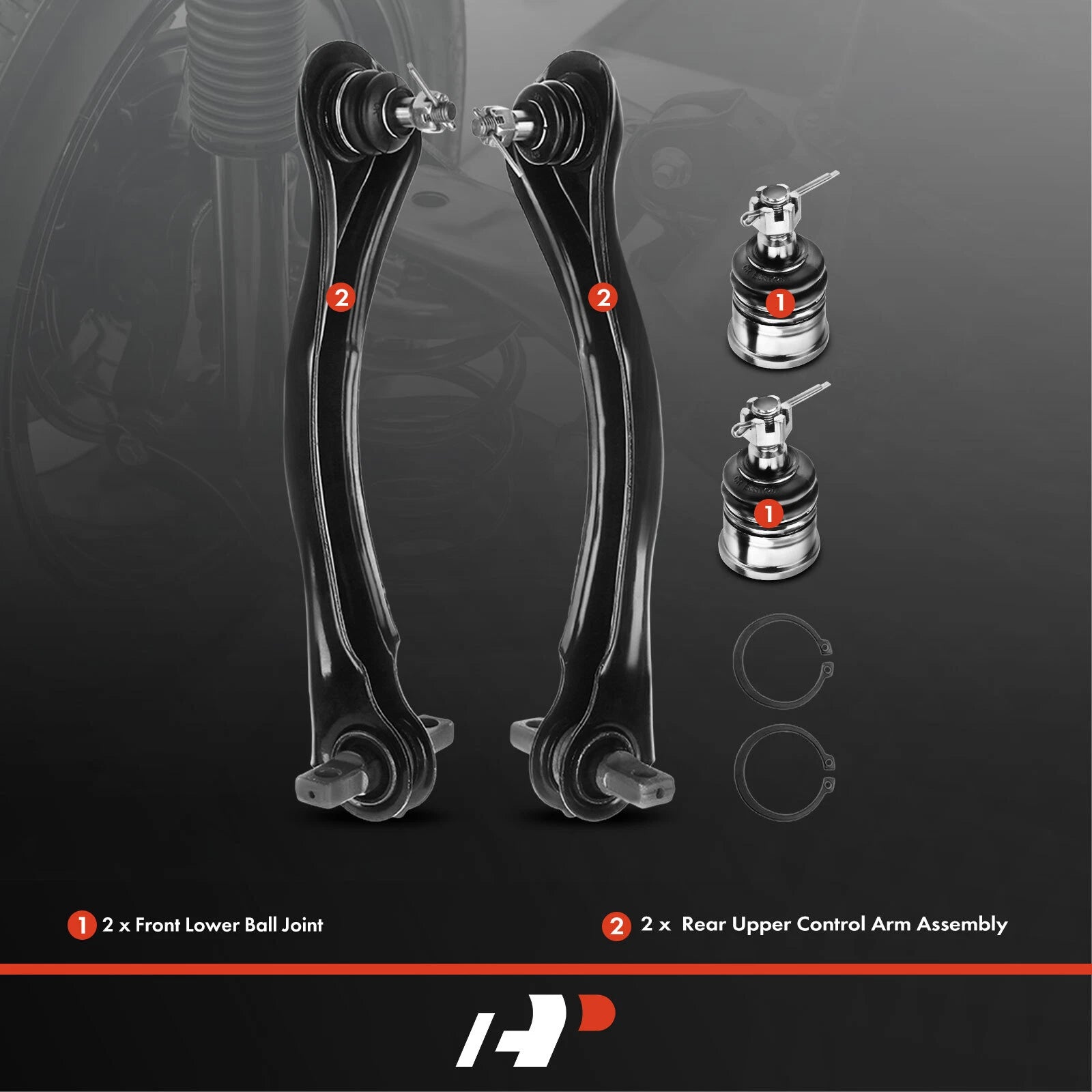 Set of 4 Rear Control Arms & Ball Joints for Honda Accord (1990–1997)