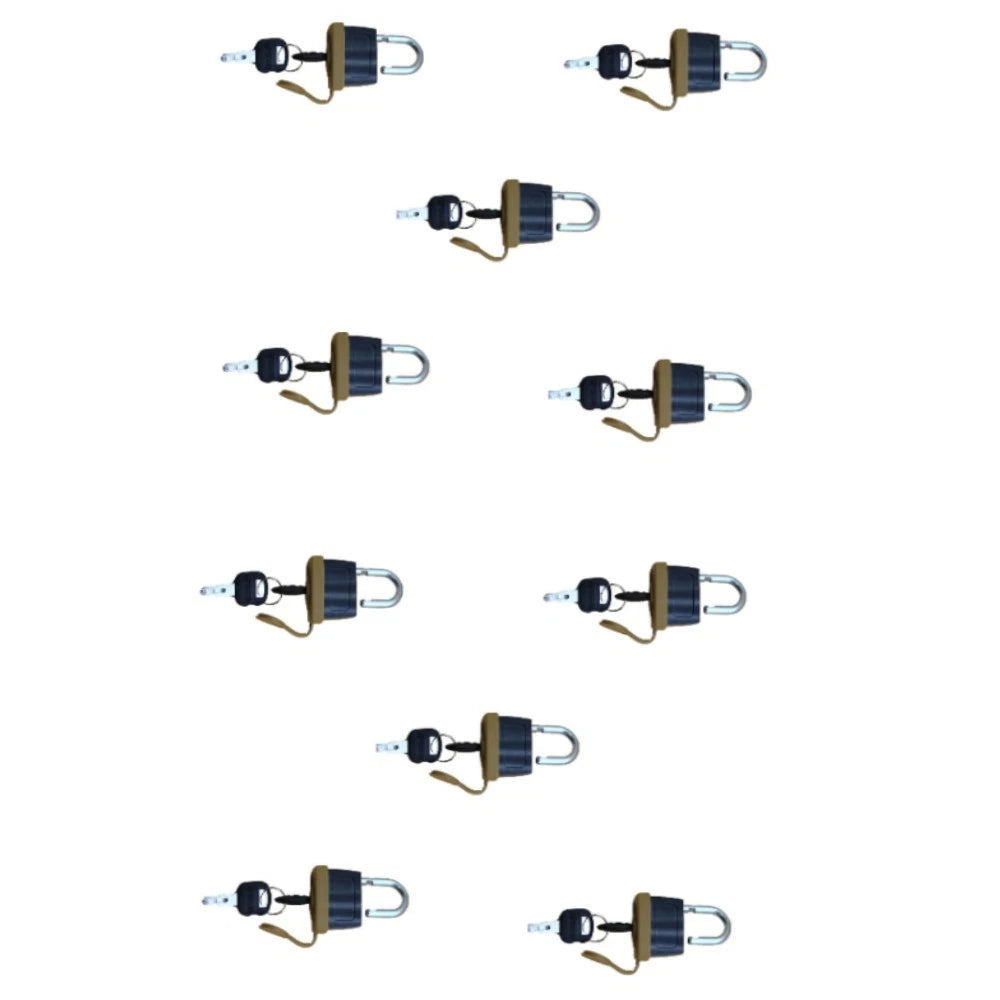 Set of 10 Heavy Duty Weatherproof Padlocks with 2 Keys