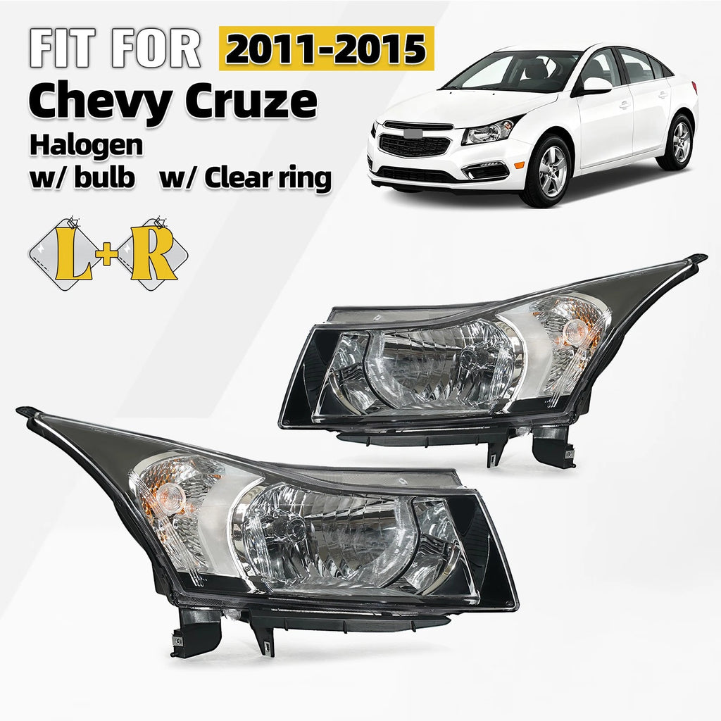 Halogen Headlight Pair with Bulbs for Chevrolet Cruze (2011–2015)