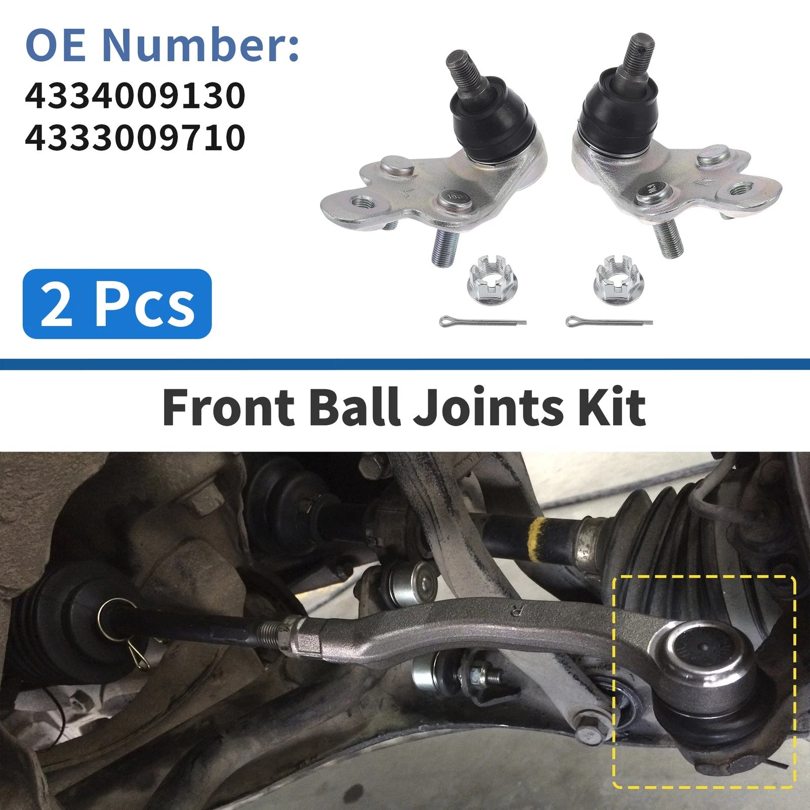 2X Front Lower Ball Joints for Toyota Avalon (2005–2018) No. 4334009130/4333009710